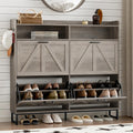 Shoe Cabinet with 2 Flip Drawers Narrow Shoe Storage Cabinet Organizer Wooden Freestanding Rack wourant