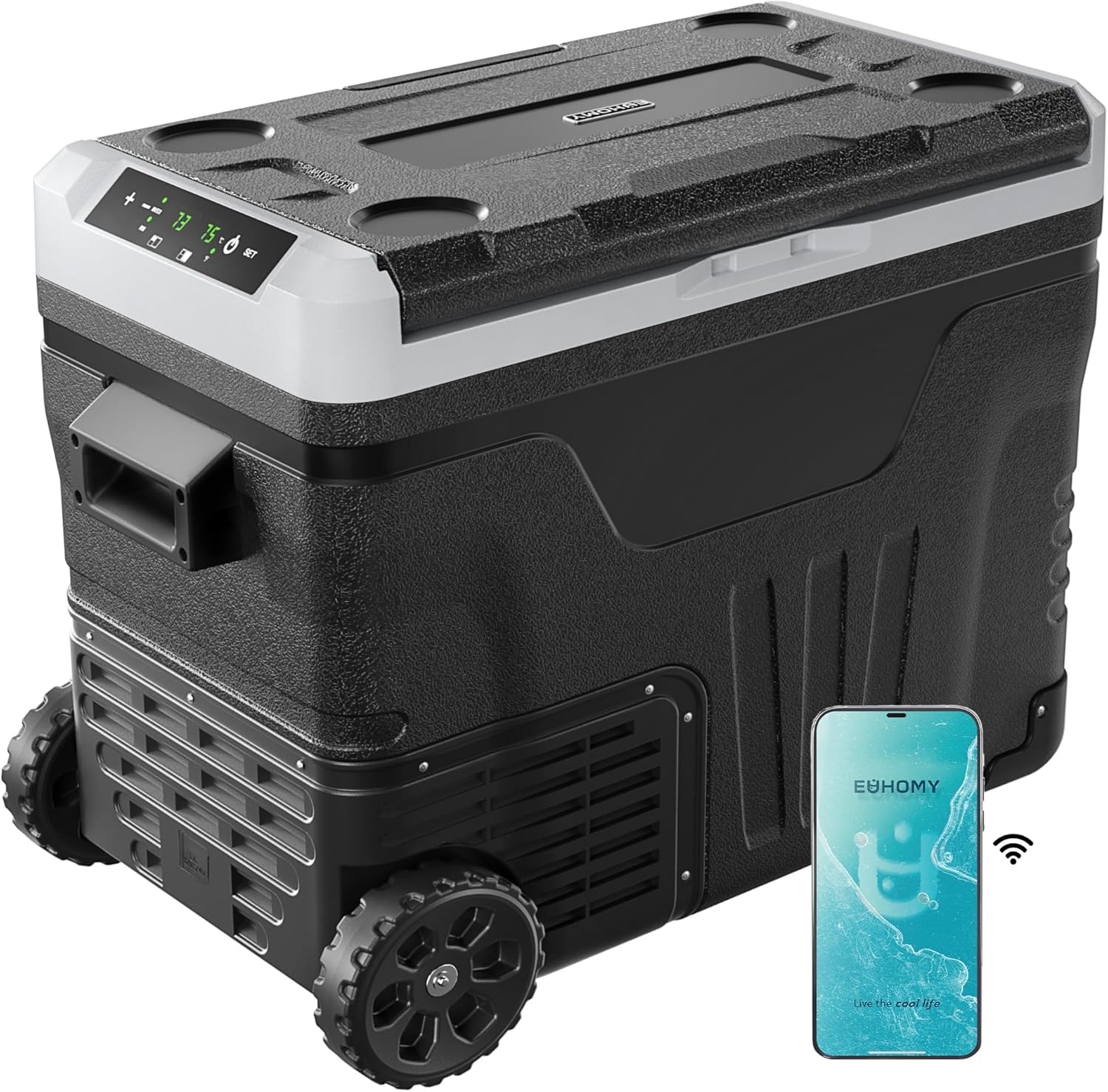EUHOMY 12 Volt Refrigerator 53QT(50L) Electric Cooler Portable Freezer 12V/24V DC wourant