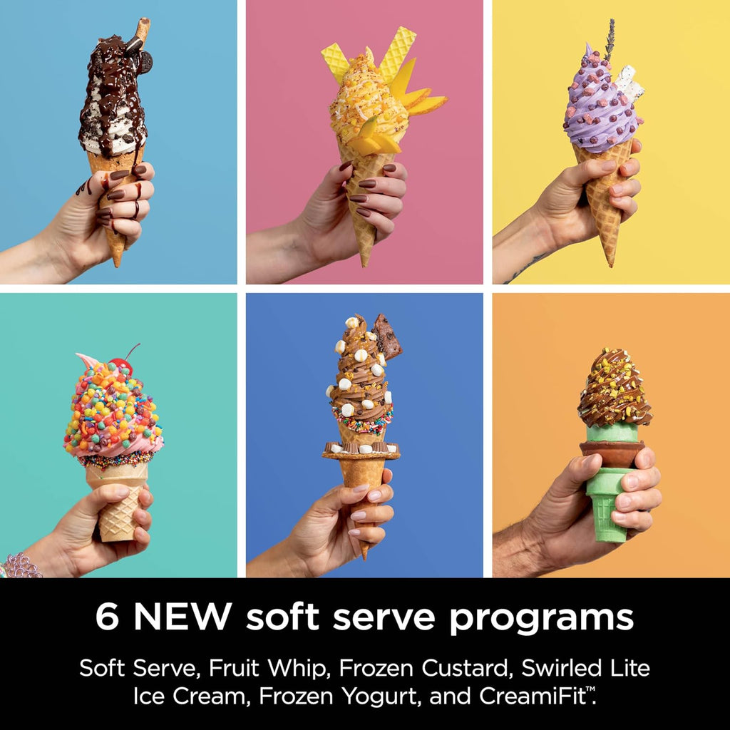 Ninja Swirl by CREAMi Ice Cream and Soft Serve Maker, Sorbet, Milkshake, Frozen Yogurt, Low Calories Program & More, 13-in-1, Soft Serve Handle, (2) CREAMi Swirl 16oz Pints, For Kids & ALL ages, NC701 wourant