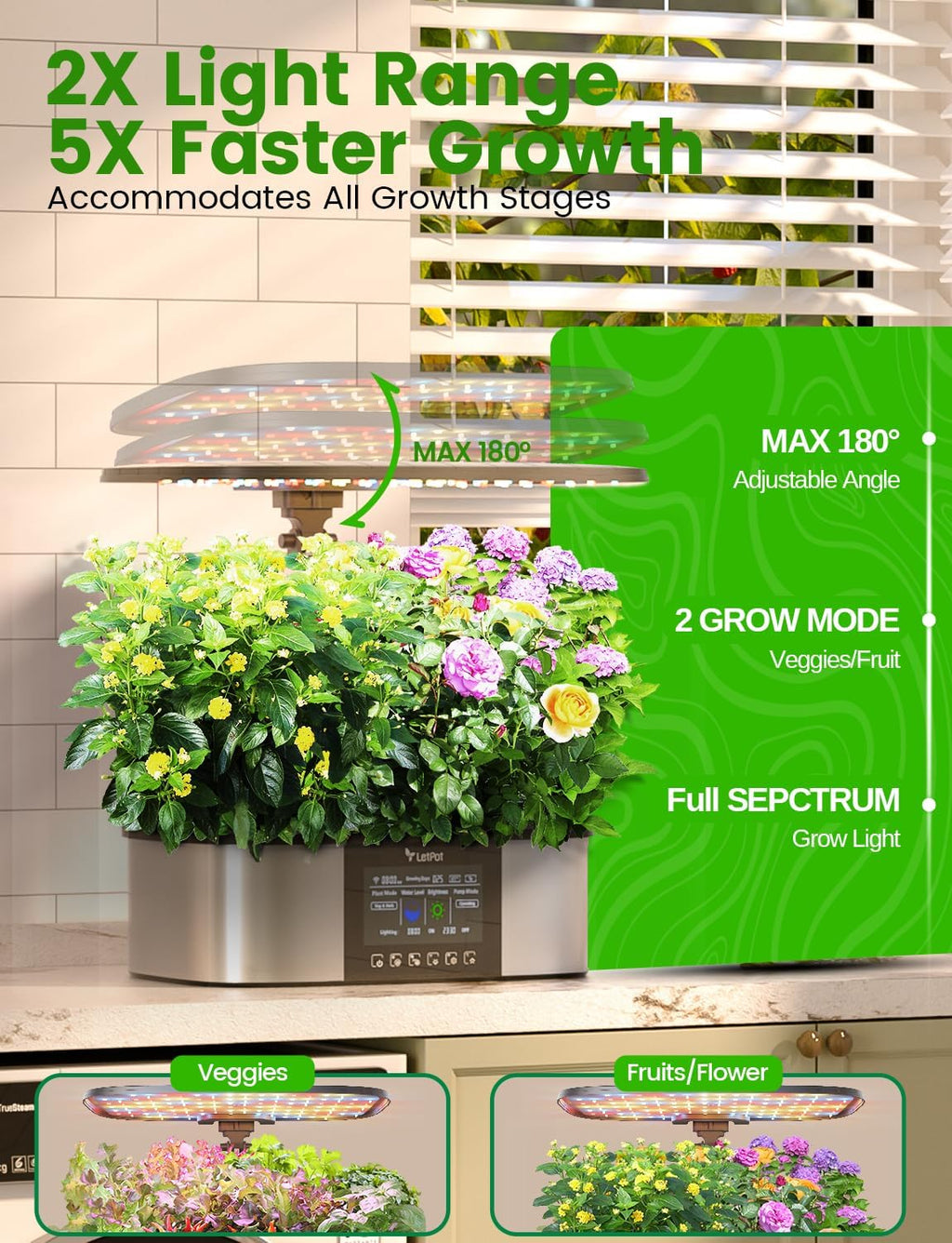 Hydroponic Planting System, 12 Indoor Smart Herb Garden Set, Indoor Garden, App and WiFi Control, with 24W Grow LED, 5.5L Water Tank, Pump System, Automatic Timer wourant