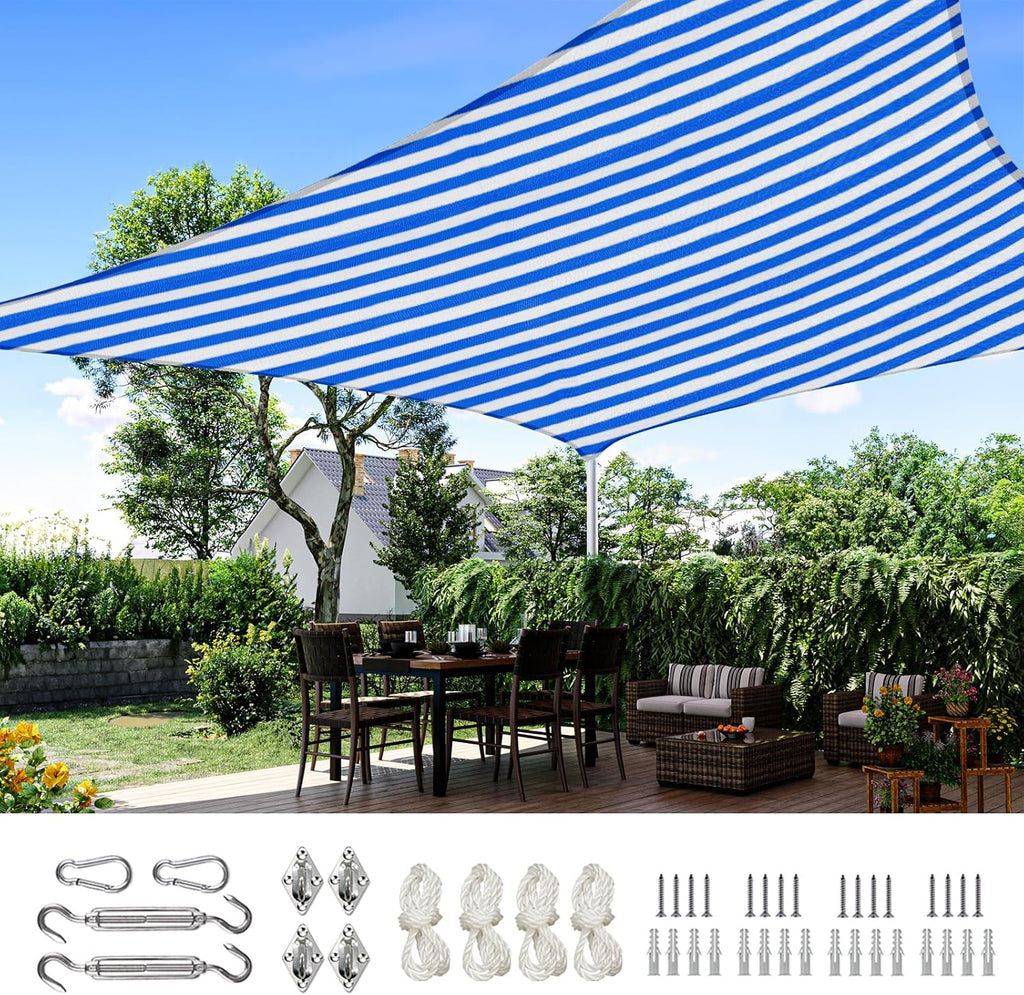 Quictent 20X20FT 185G HDPE Square Sun Shade Sail Canopy 98% UV Block Outdoor Patio Garden with Hardware Kit (Brown) woonhhop