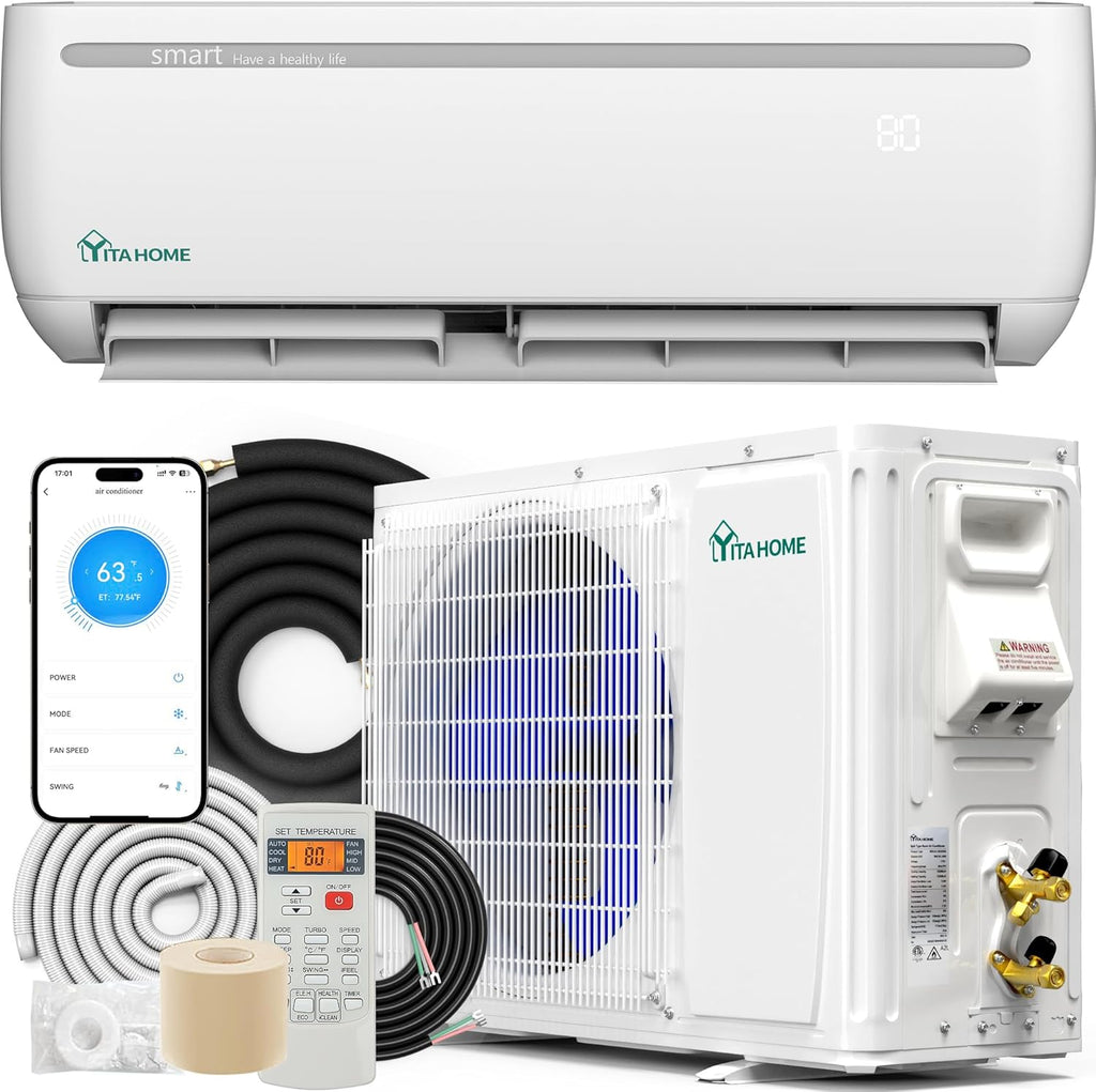 12000 BTU Mini Split Air Conditioner Heat Pump System, Wifi Enabled 20 SEER2 115V Inverter Ductless AC Cool Up to 750 Sq. Ft, Compatible with Alexa, Complete Installation Kit, White wourant