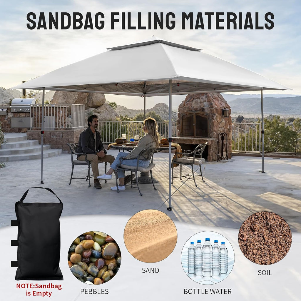 CROWN SHADES 13x13 Pop Up Gazebo, Canopy Tent, Gazebos on Clearance - Outdoor Gazebo for Backyard & Patio Furniture - Carpa Pop Up Tent with Wheeled STO-N-Go Cover Bag (White) wourant