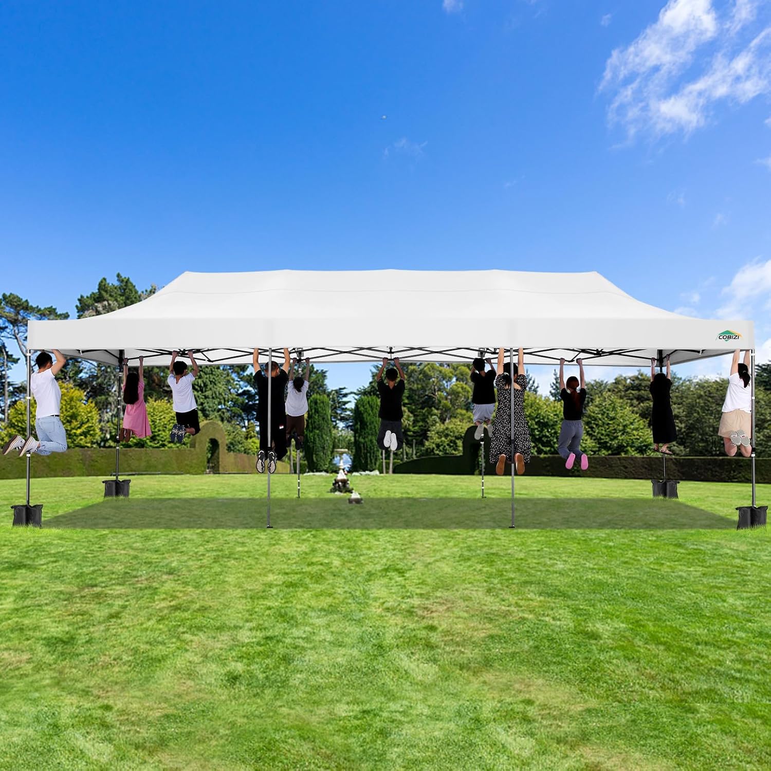 COBIZI 10x20 Heavy Duty Pop up Canopy Tent with 6 sidewalls Easy Up Commercial Outdoor Canopy Wedding Party Tents for Parties All Season Wind & Waterproof Gazebo with Roller Bag,Black(Frame Thickened) wourant