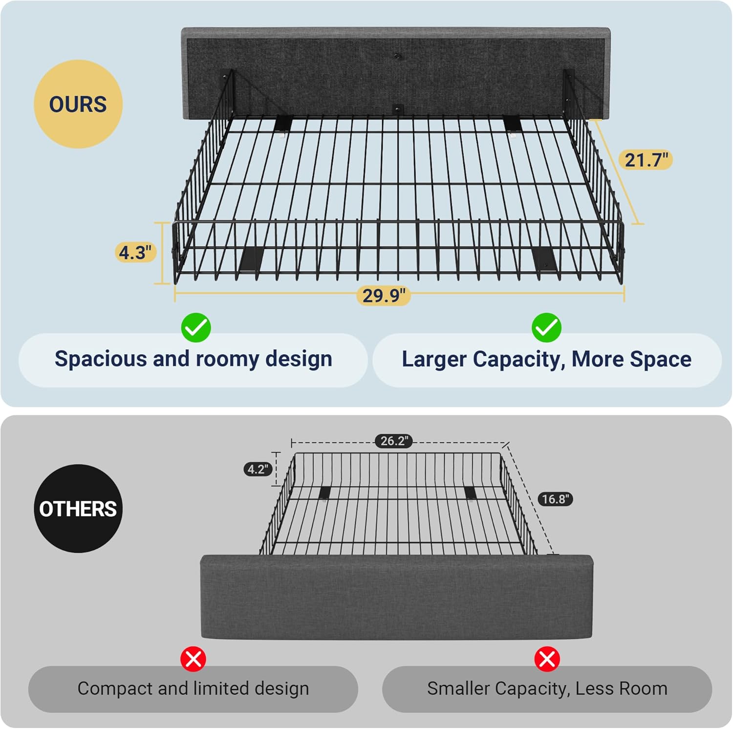 Allewie Upholstered Queen Size Platform Bed Frame with 4 Storage Drawers and Headboard wourant