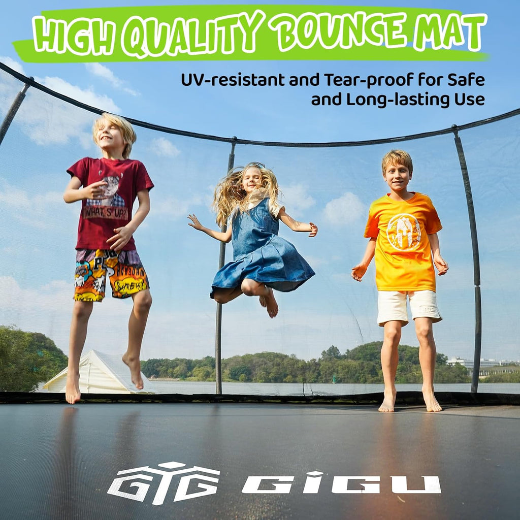 Gigu 10FT 12FT 14FT Recreational Trampolines with Enclosure Net and Ladder and Anti-Rust Coating, ASTM Approved Trampoline Outdoor for Kids and Adults Outdoor Yard Trampolines wourant