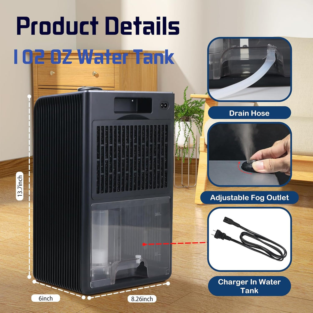 Dehumidifier,2 in 1 Humidifier Dehumidifier Combo,102 OZ Water Tank Dehumidifiers for Home Bedroom,Basement Bathroom,Auto Shut Off,Sleep Mode,7 Colors LED Light wourant