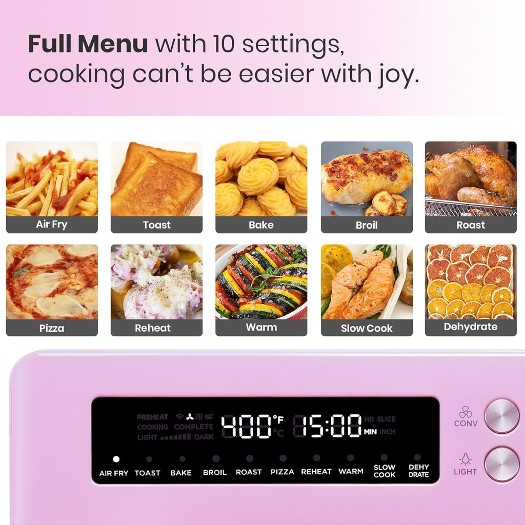 Infrared Heating Air Fryer Toaster Oven, Extra Large Countertop Convection Oven 10-in-1 Combo, 6-Slice Toast, Enamel Baking Pan Easy Clean with Recipe Book, Black Matte Stainless Steel wourant