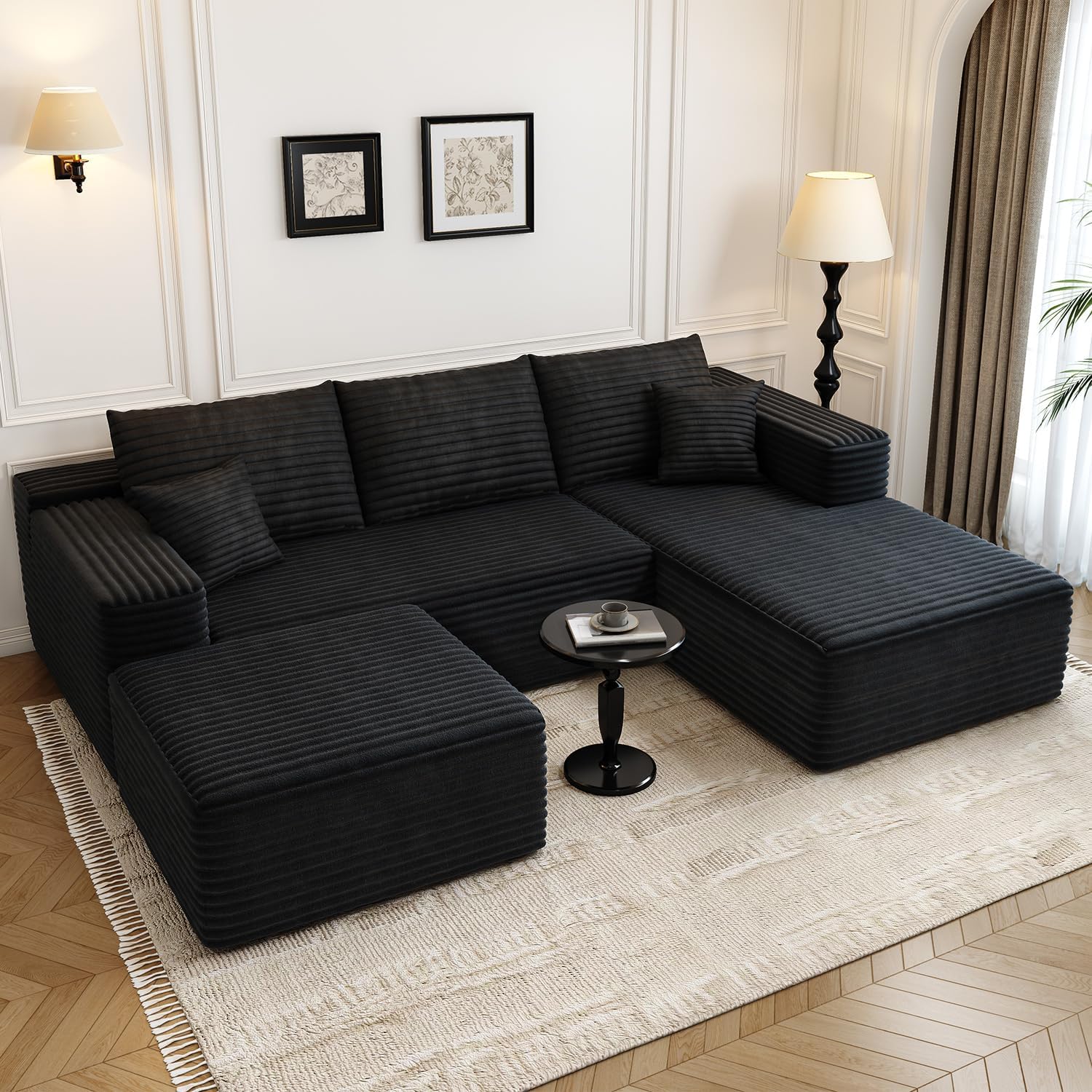 107.5 inch Cloud Modular Sectional Sofa with L-Shaped Chaise Lounge, Modern Minimalist Upholstered Sofa Deep Seating Corner Sofa wourant