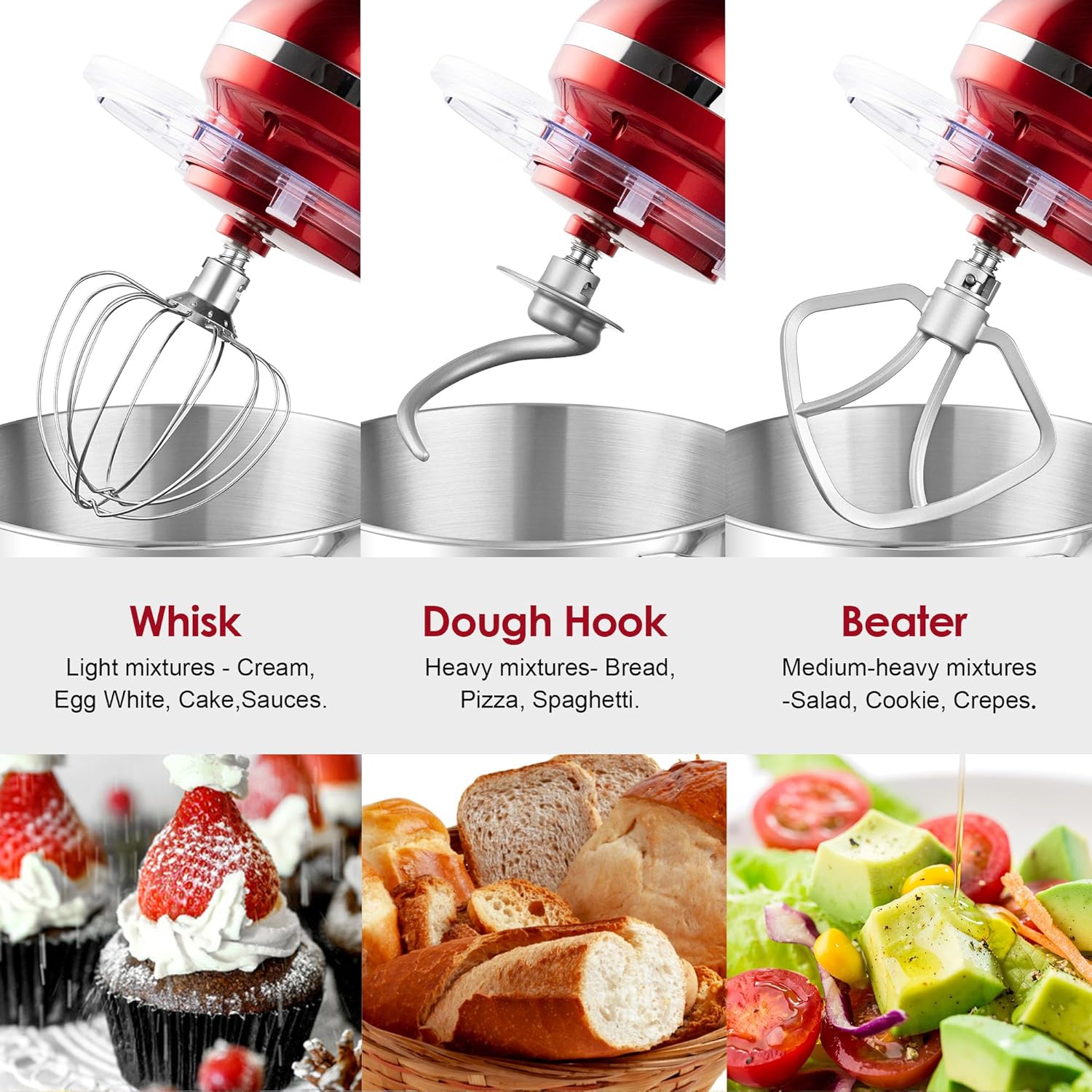 Aucma Stand Mixer,6.5-QT 660W 6-Speed Tilt-Head Food Mixer, Kitchen Electric Mixer with Dough Hook wourant