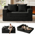 Loveseat Boneless Convertible Sofa Bed, Folding Floor Futon Sleeper Sofa Couch Bed- Boneless Foldable Couch, Corduroy Pull Out Sofa Bed with 2 Pillows for Living Room & Bedroom wourant