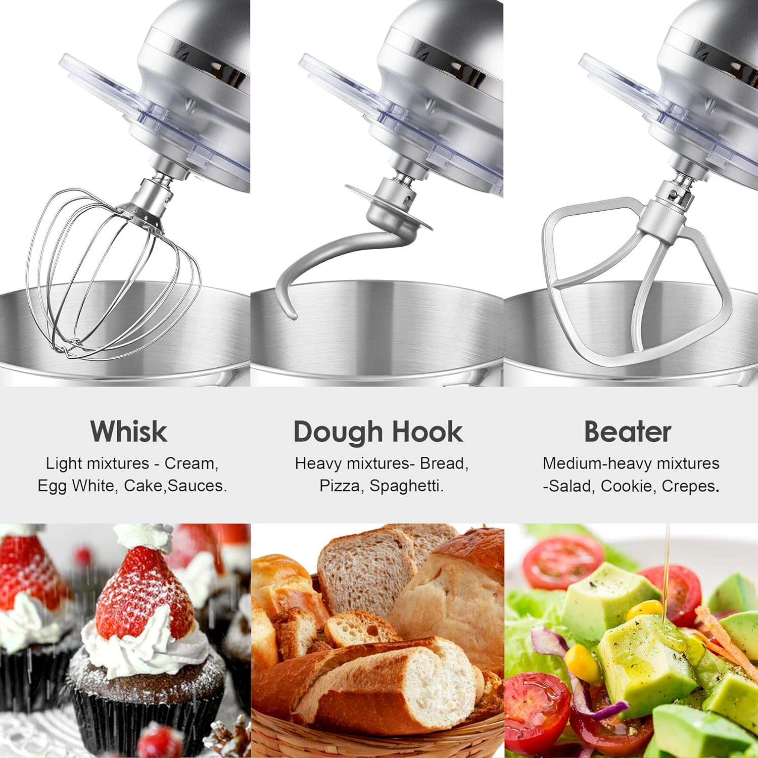 Aucma Stand Mixer,6.5-QT 660W 6-Speed Tilt-Head Food Mixer, Kitchen Electric Mixer with Dough Hook wourant