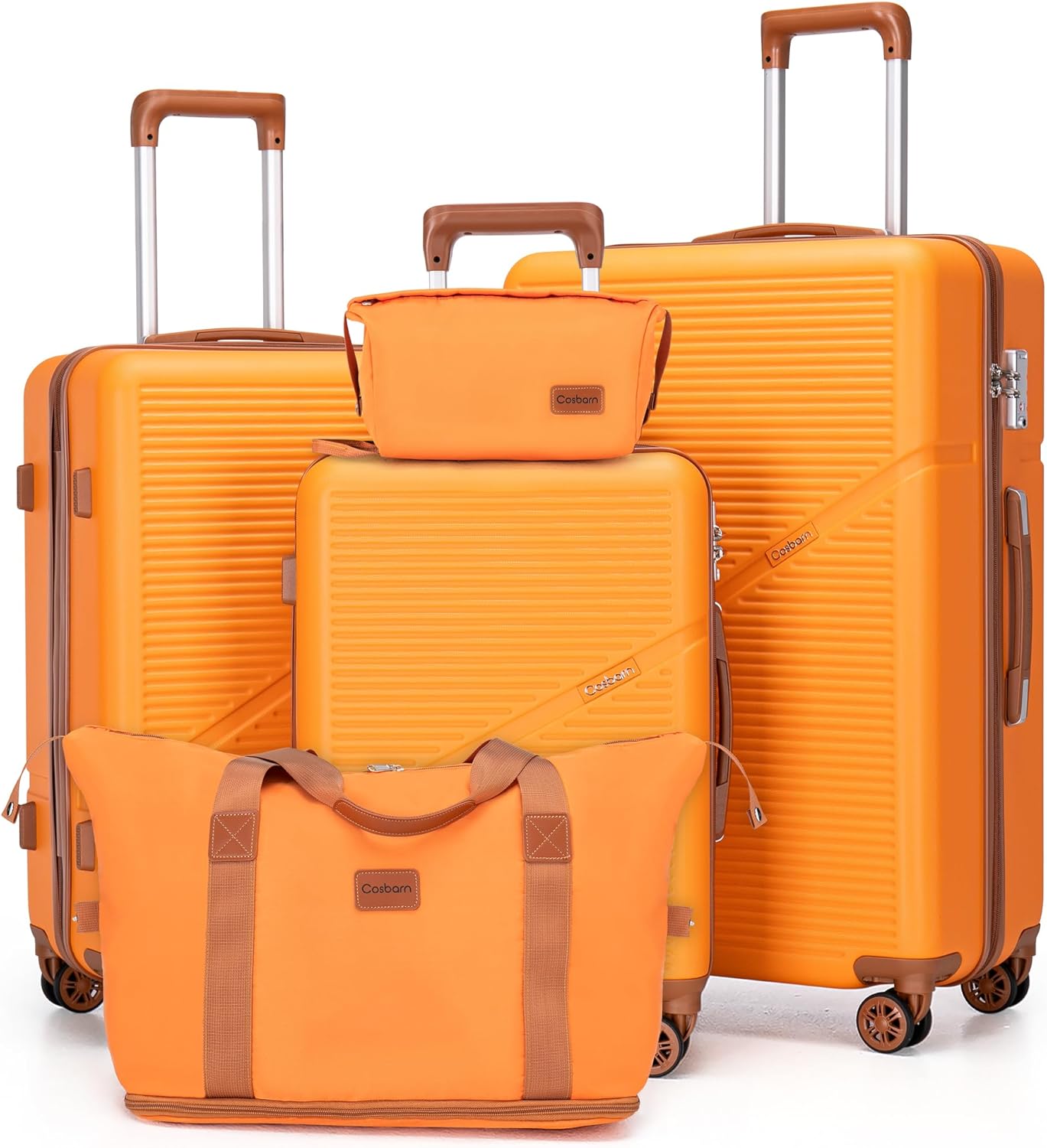 5-Piece Luggage Set with Spinner Wheels, Hard-Shell ABS Luggage Set with Tsa Lock, Lightweight Hard-Shell Waterproof Travel Case, Unisex, Gray wourant