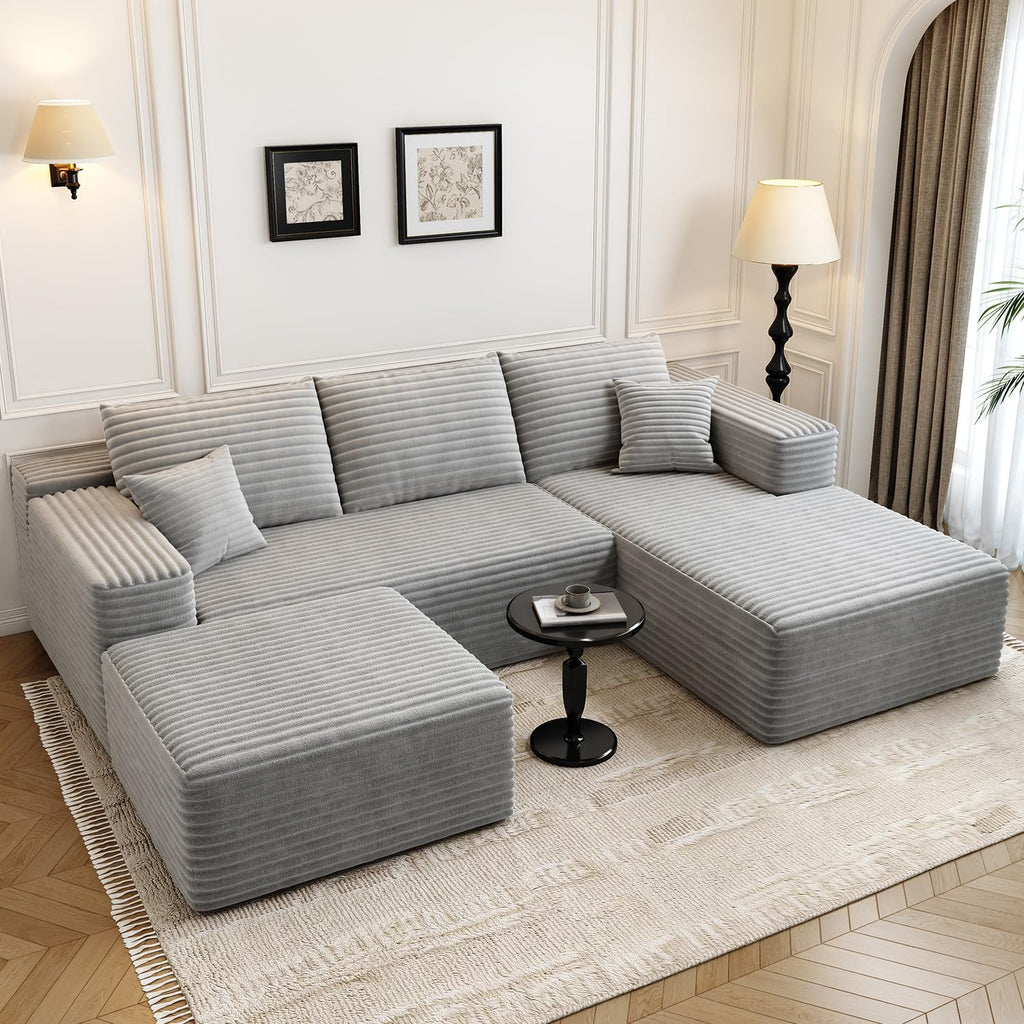 107.5" Cloud Modular Sectional Sofa Couch with L-Shape Chaise,Modern Minimalist Upholstered Couches wourant