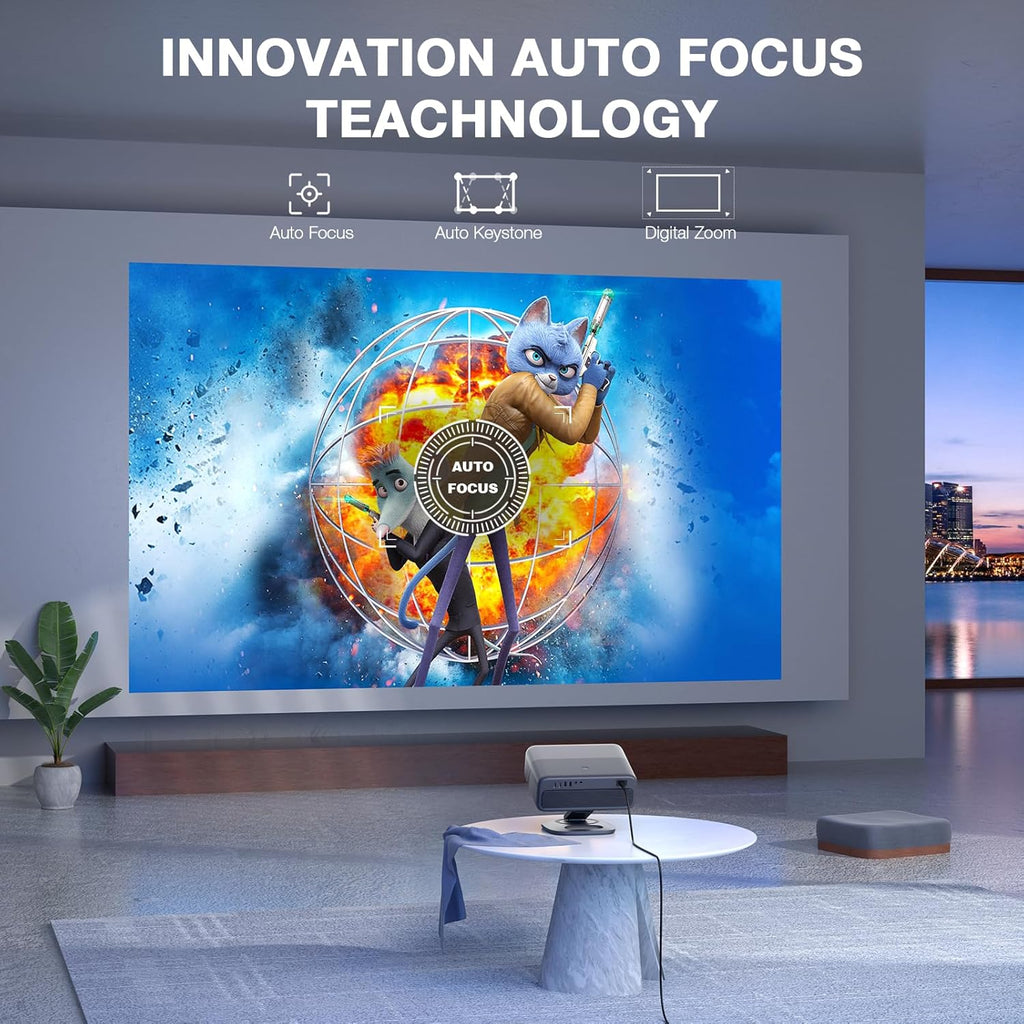 [Officially-Licensed APP & 2500 ANSI] 4K Projector with WiFi and Bluetooth,TOF Real-Time wourant