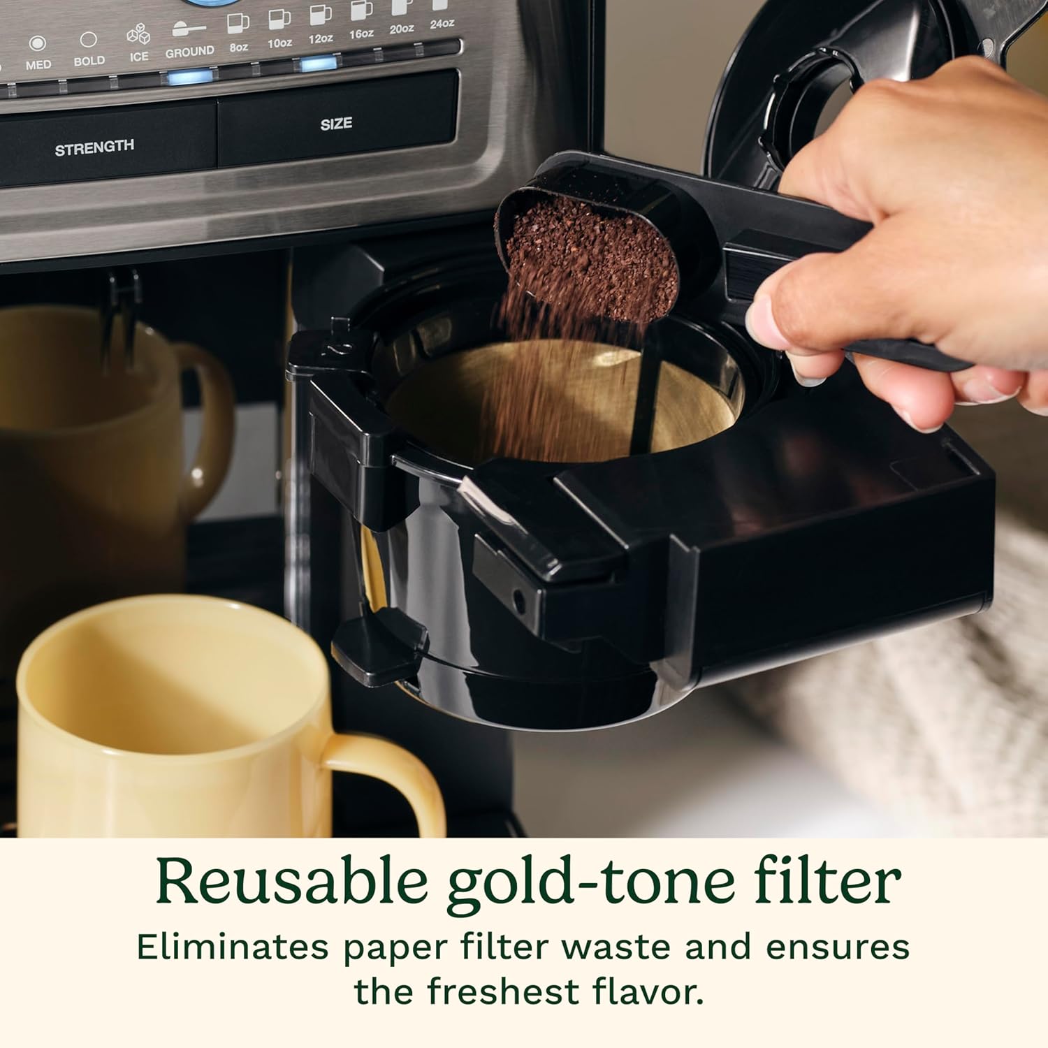 Cuisinart Coffee Maker, Custom Grind and Brew Single Cup Coffee Maker, 6 Cup Sizes, Built-in Stainless Steel Burr Mill, Adjustable Strength, Grind Control and Over Ice Feature, Easy Cleaning, DGB-30 woonhhop