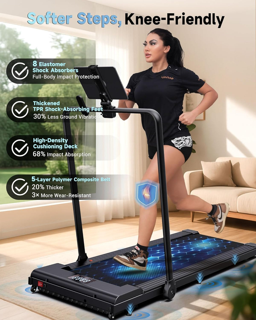 PulseDrive 8.7 MPH Walking Pad Treadmill Compact Under Desk Treadmill Walking Running Machine wourant