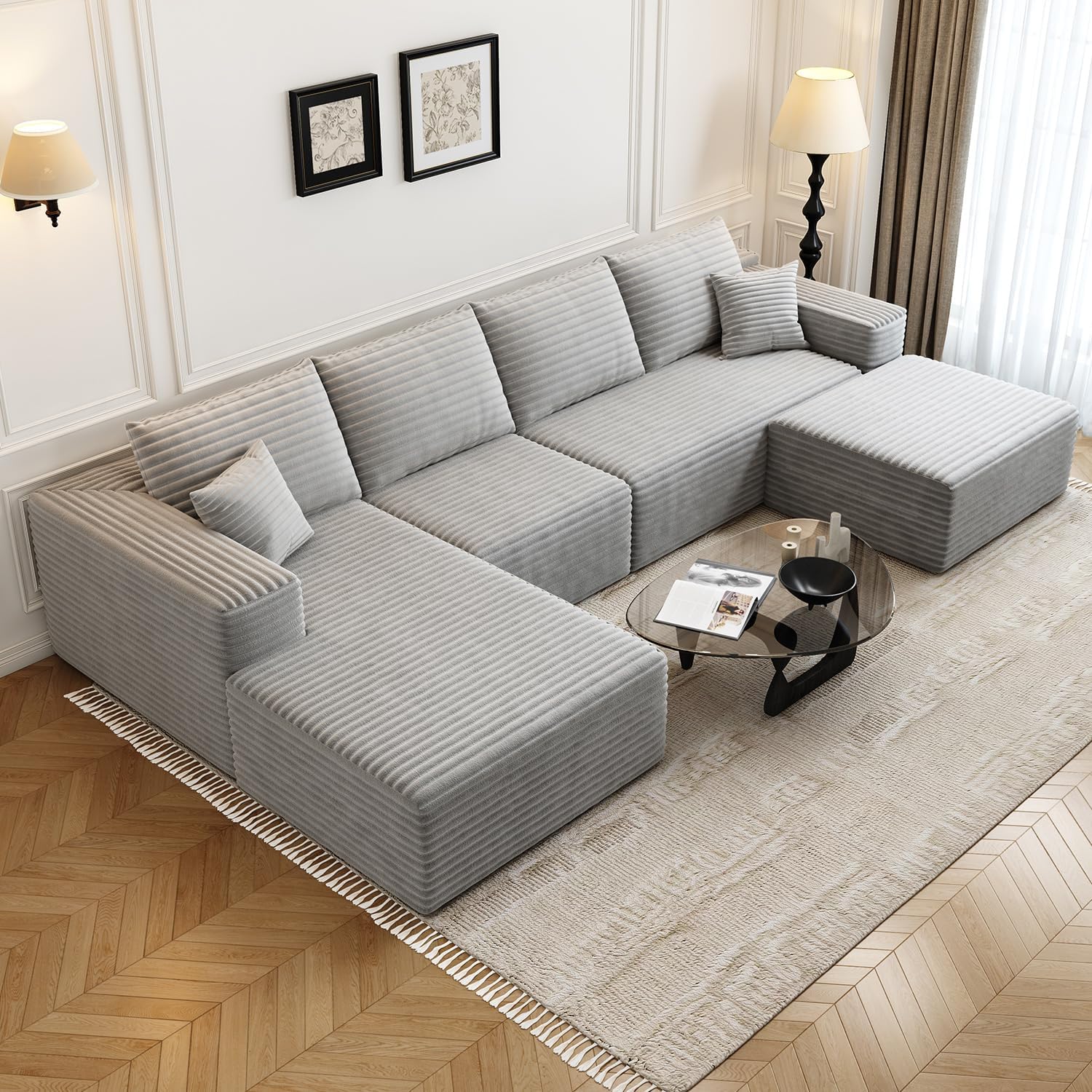 107.5" Cloud Modular Sectional Sofa Couch with L-Shape Chaise,Modern Minimalist Upholstered Couches wourant