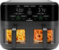 Chefman 6-Quart Double Basket Air Fryer with Easy View Window uses two separate 3-quart nonstick pans. wourant