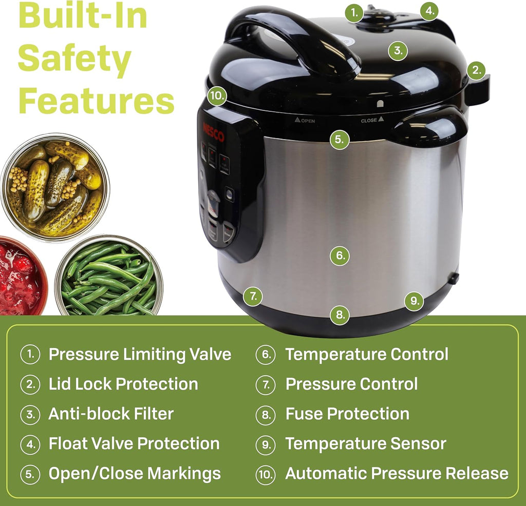 Nesco NPC-9 Smart Electric Pressure Cooker and Canner, Stainless Steel, 9.5 Qt wourant
