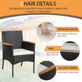 Shintenchi 4-Piece Patio Furniture Set, Outdoor Wicker Patio Conversation Furniture Set with Cushions and Wooden Tabletop wourant