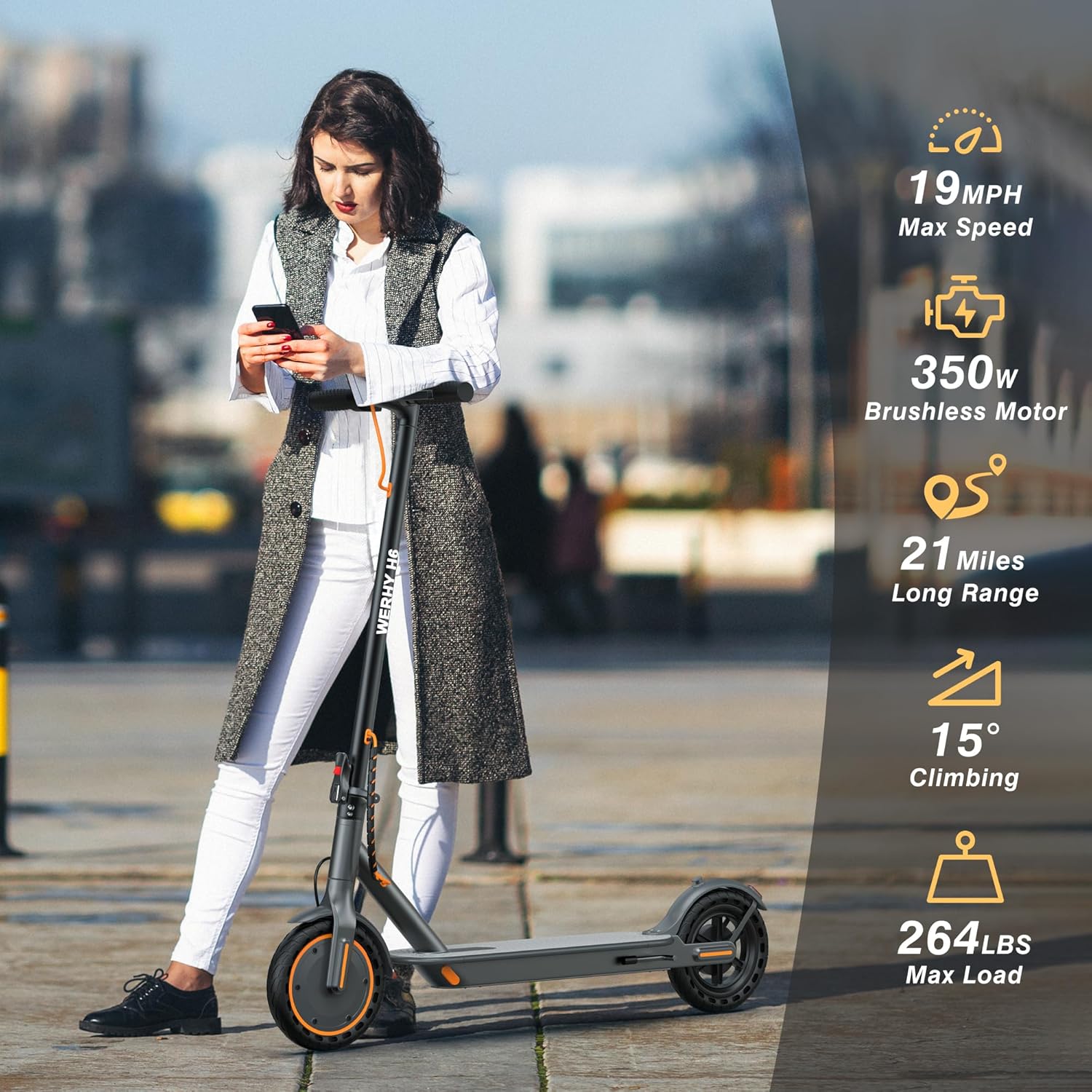 Electric Scooter, 350W/500W Motor, Top Speed 19/22 mph, Max 16/23/28Miles Ranges, Foldable E Scooter for Adults wourant