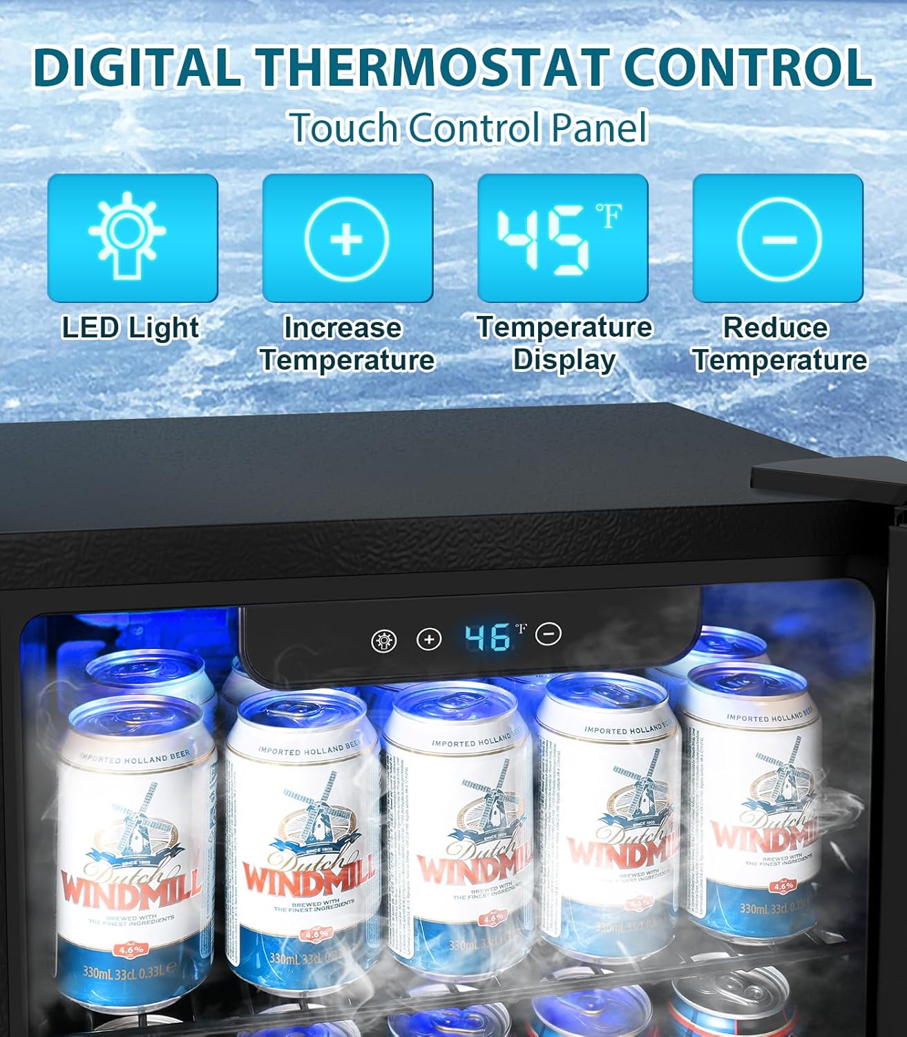 Mini Fridge 130 Can Beverage Refrigerator Cooler, 3.2 Cu.Ft Drink Fridge for Soda Wine Beer, Adjustable Temperature Control for Home Office, Black wourant