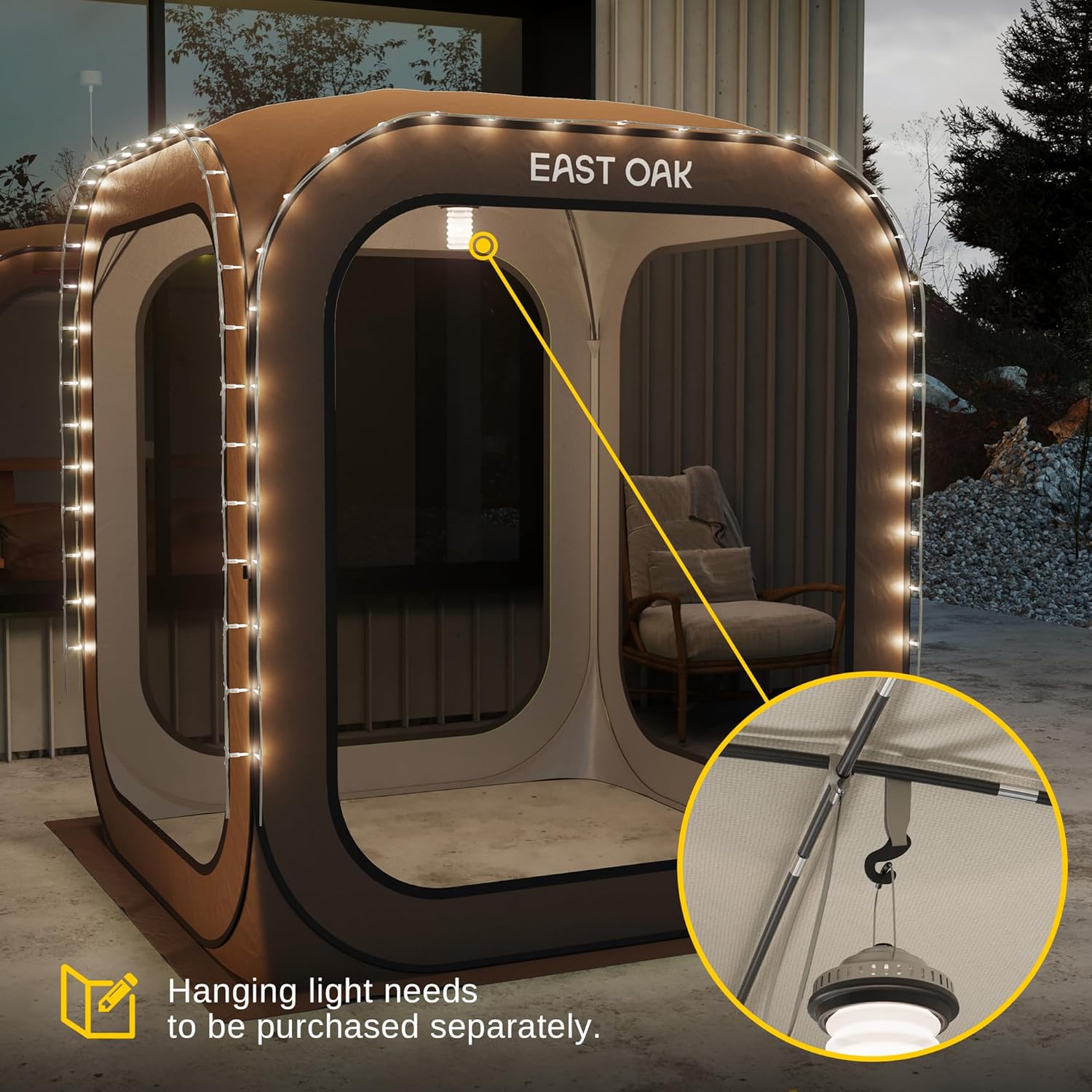 EAST OAK Screen House Tent Pop-Up, Portable Screen Room Canopy Instant Screen Tent 10 x 10 FT with Carry Bag for Patio, Backyard, Deck & Outdoor Activities, Beige wourant