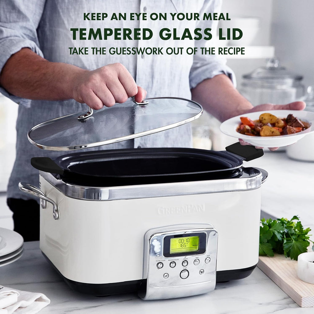 8-in-1 Programmable 6QT Electric Slow Cooker with Dishwasher-Safe Lid and Removable Base wourant