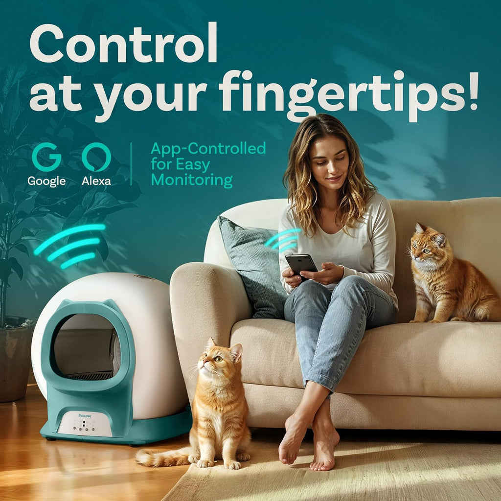 Self Cleaning Litter Box with Auto Safety Sensors for Multiple Cats - Automatic Cat Litter Box Self-Cleaning - Covered Odor Removal with APP Control - Compatible On All WiFi wourant