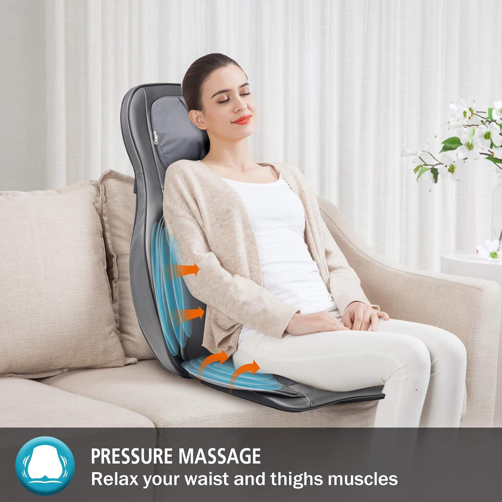 COMFIER Massager Chair with Heat Shiatsu Neck Back Massager Portable with Compress & Rolling Massage Chair Pad for Full Back Neck & Shoulders Full Body Pain wourant