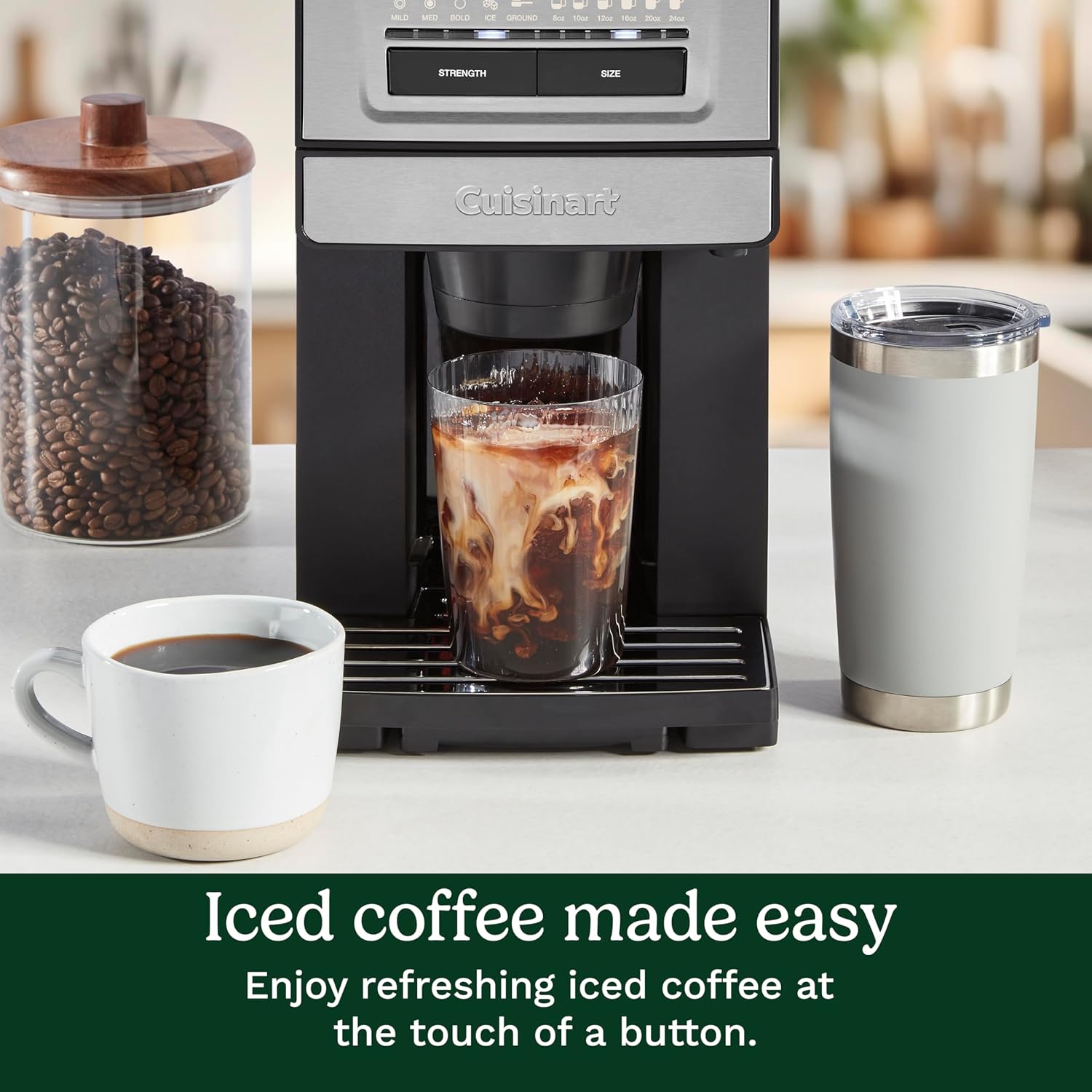 Cuisinart Coffee Maker, Custom Grind and Brew Single Cup Coffee Maker, 6 Cup Sizes, Built-in Stainless Steel Burr Mill, Adjustable Strength, Grind Control and Over Ice Feature, Easy Cleaning, DGB-30 woonhhop