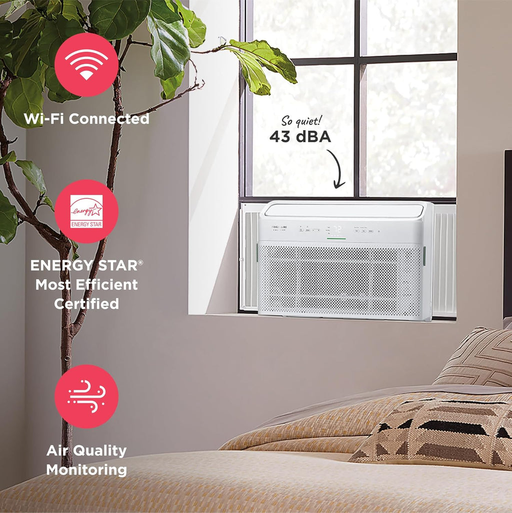 Frigidaire GHWQ103WC1 Inverter Quiet Temp Room Air Conditioner, 10,000 BTU with Wi-Fi Connected, Works with Alexa, Energy Star Certified, Easy-to-Clean Washable Filter, in White wourant