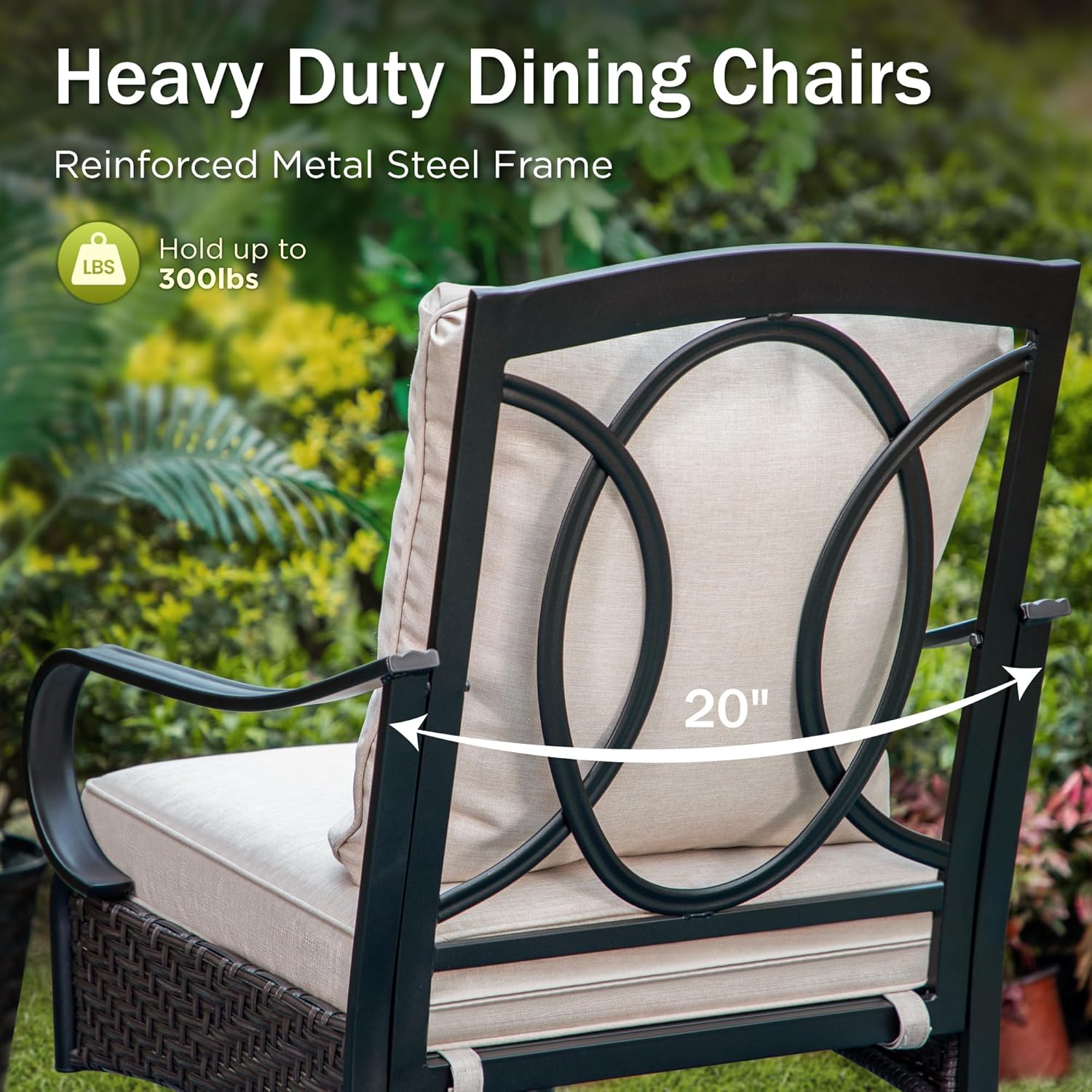 PHI VILLA 6-Piece Outdoor Dining Sets, All-Weather Patio Table and Chairs Set with Umbrella for 4, Heavy Duty Patio Round Table Set for Deck, 4 Extra Large Outdoor Swivel Chairs with Thick Cushions wourant