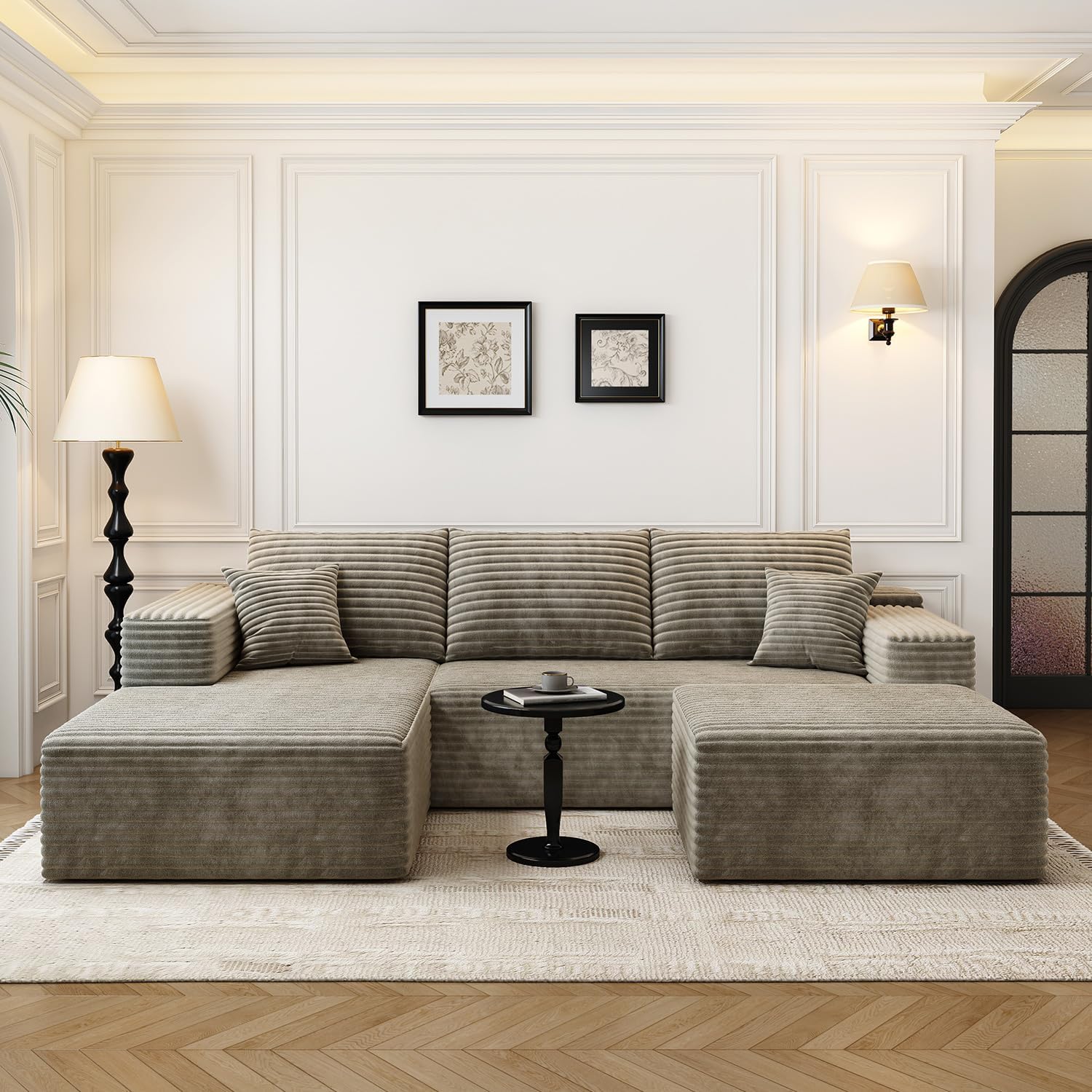 107.5 inch Cloud Modular Sectional Sofa with L-Shaped Chaise Lounge, Modern Minimalist Upholstered Sofa Deep Seating Corner Sofa wourant