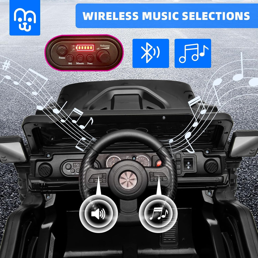 12V Kids Electric Ride on Truck Car Remote Control, Twin 35W Motors 3.5MPH Max Speed, Bluetooth USB Music Player, 4 Wheels Suspension LED Lights Safety Belt, Gift for Boy & Girl-Rosy wourant
