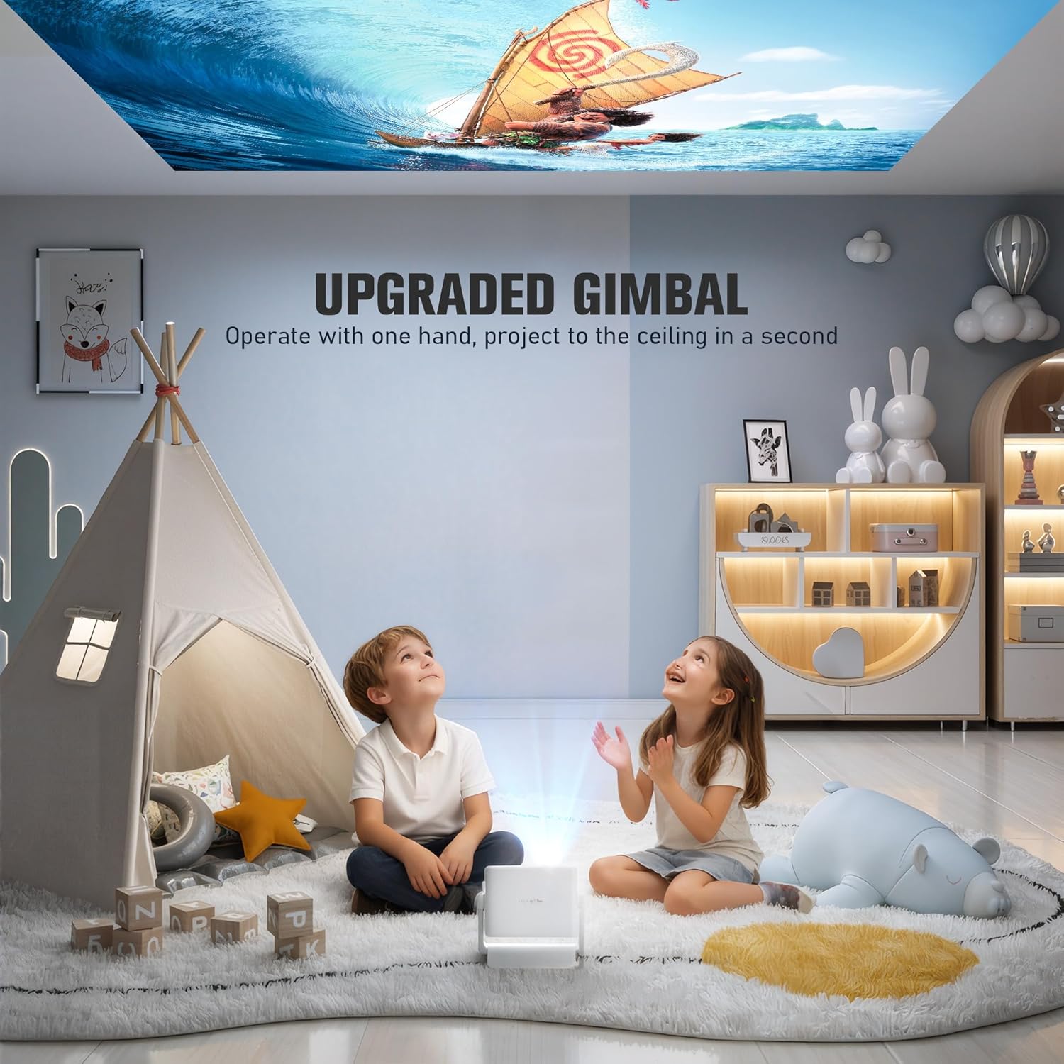 【Officially-Licensed APP & 1800 ANSI】Smart Mini Projector with WiFi and Bluetooth 4K Support wourant