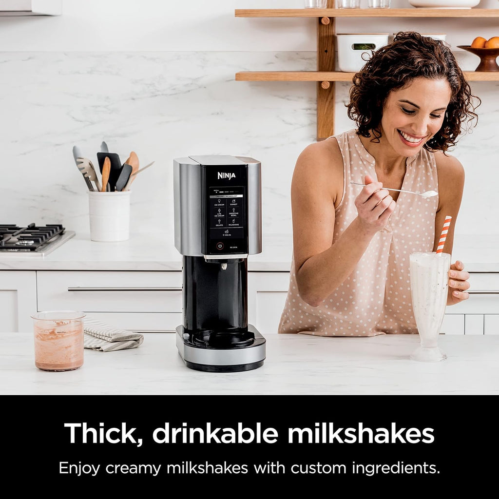 Ninja NC301 CREAMi Ice Cream Maker, for Gelato, Mix-ins, Milkshakes, Sorbet, Smoothie Bowls & More, 7 One-Touch Programs, with (2) Pint Containers & Lids, Compact Size, Perfect for Kids, Silver wourant