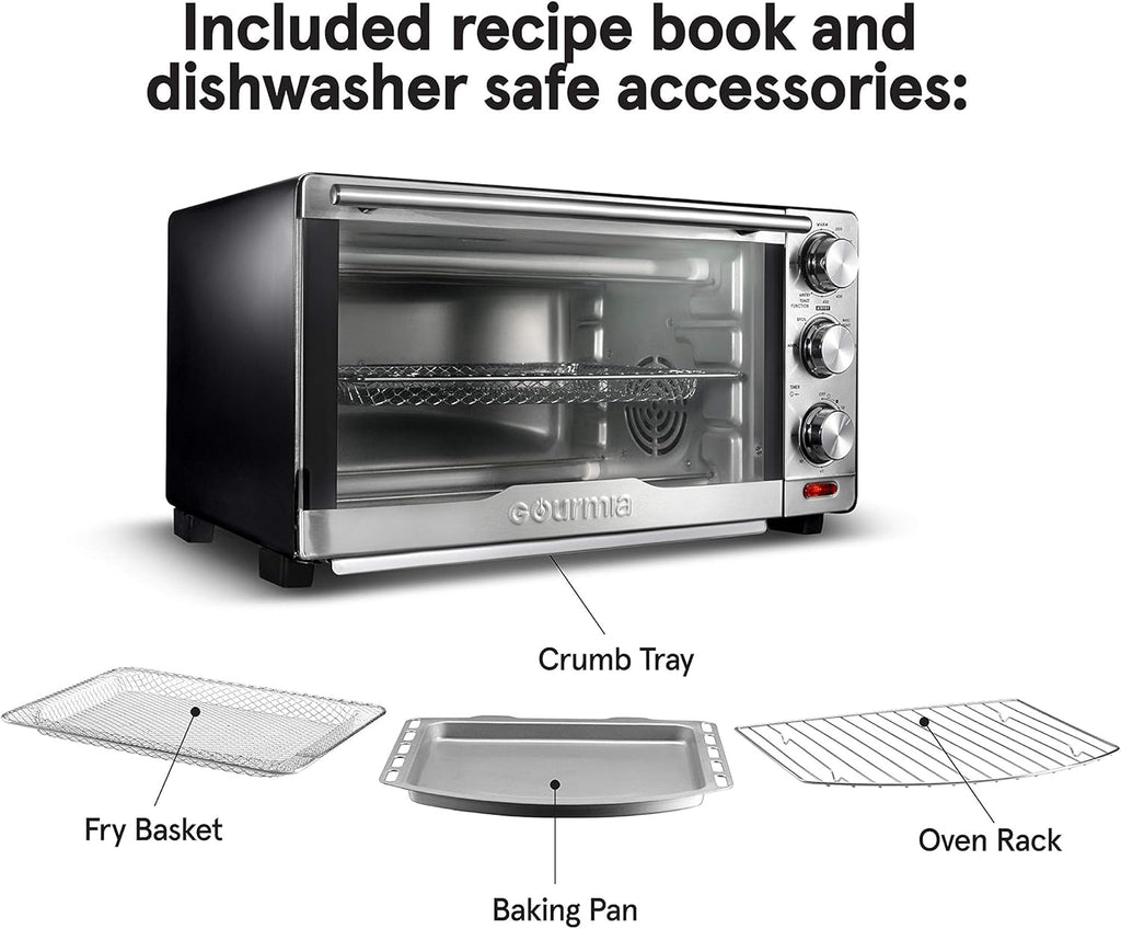 Gourmia Oven Air Fryer Combo with 17 Cooking Presets, 24L Capacity, Convection Rack, Baking Tray, Recipe Book GTF7460 wourant