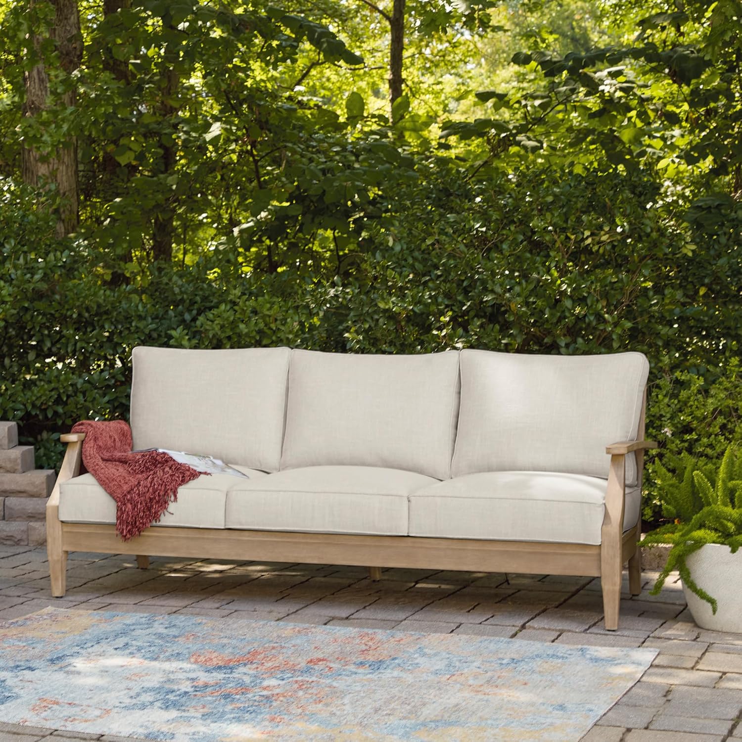 Coastal view outdoor terrace eucalyptus sofa wourant