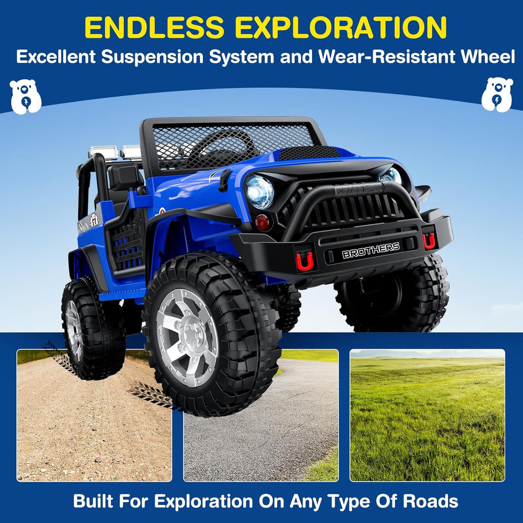 L8 Ride On Car, 2 Seater, 12V Kids Electric Car w/Remote Control, 4-Wheel Suspension, Bluetooth Speaker, Multi Music Modes, 3 Speeds, LED Lights, Xmas & Birthday Gift Ideas for Kids Ages 3+ wourant