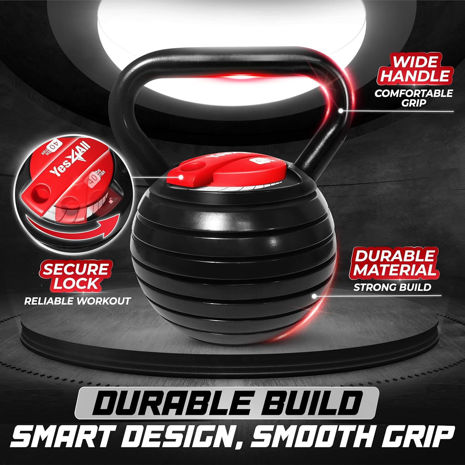 Yes4All Adjustable Kettlebell, Kettle Grip, Kettlebell Handle, Convert to Kettlebells Weight Set wourant