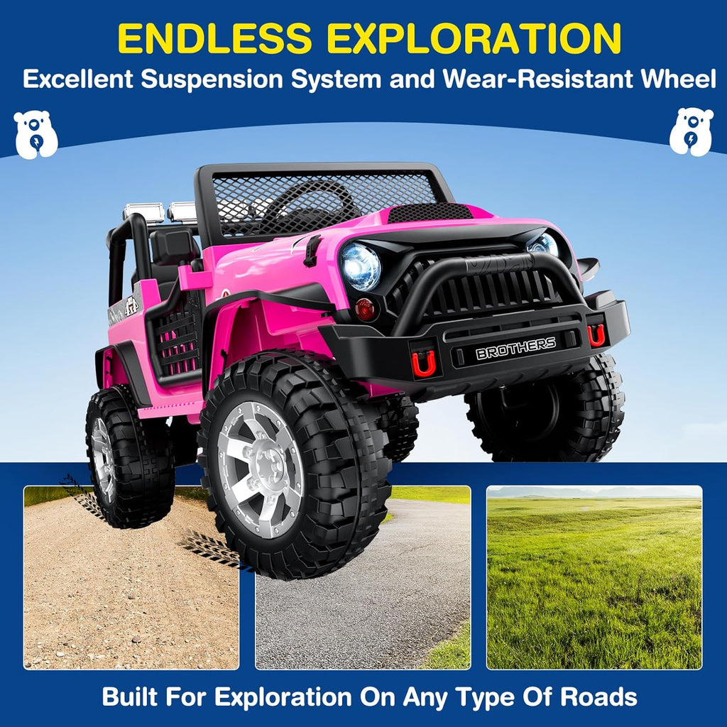 L8 Ride On Car, 2 Seater, 12V Kids Electric Car w/Remote Control, 4-Wheel Suspension, Bluetooth Speaker, Multi Music Modes, 3 Speeds, LED Lights, Xmas & Birthday Gift Ideas for Kids Ages 3+ wourant