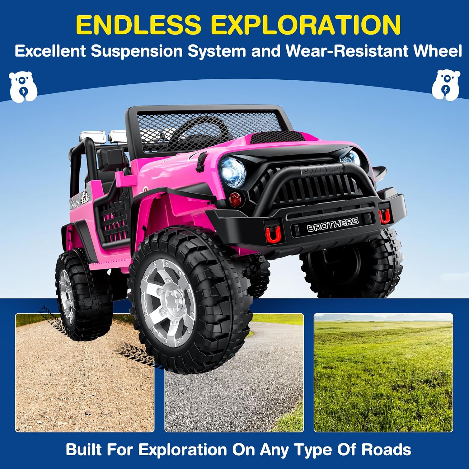 L8 Ride On Car, 2 Seater, 12V Kids Electric Car w/Remote Control, 4-Wheel Suspension, Bluetooth Speaker, Multi Music Modes, 3 Speeds, LED Lights, Xmas & Birthday Gift Ideas for Kids Ages 3+ wourant