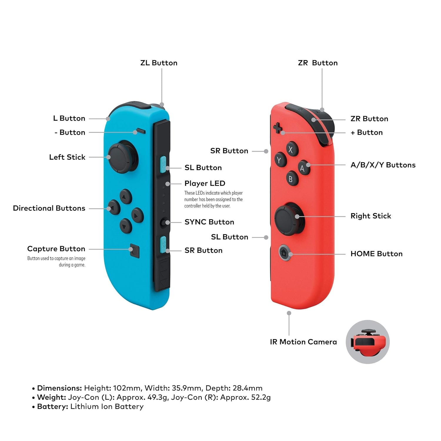 Nintendo Switch Neon Red and Neon Blue Joy-Con (Renewed) jumpsub
