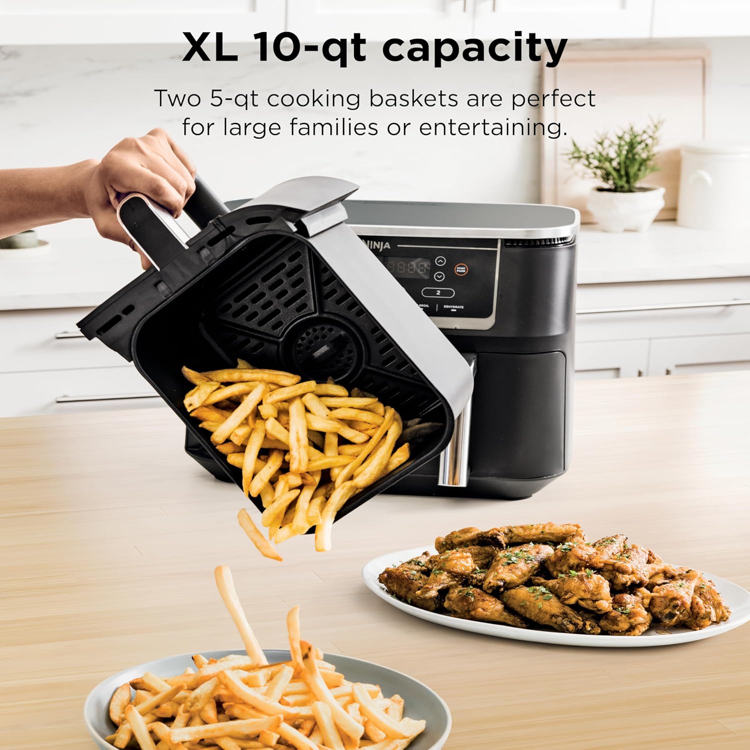 Ninja Foodi 10QT 6-in-1 DualZone Smart XL Air Fryer, 2 Independent 5QT Baskets, Smart Cook Thermometer, Match Cook, Smart Finish, Air Fry, Roast, Bake, Dehydrate, Reheat, Grey, DZ550 wourant
