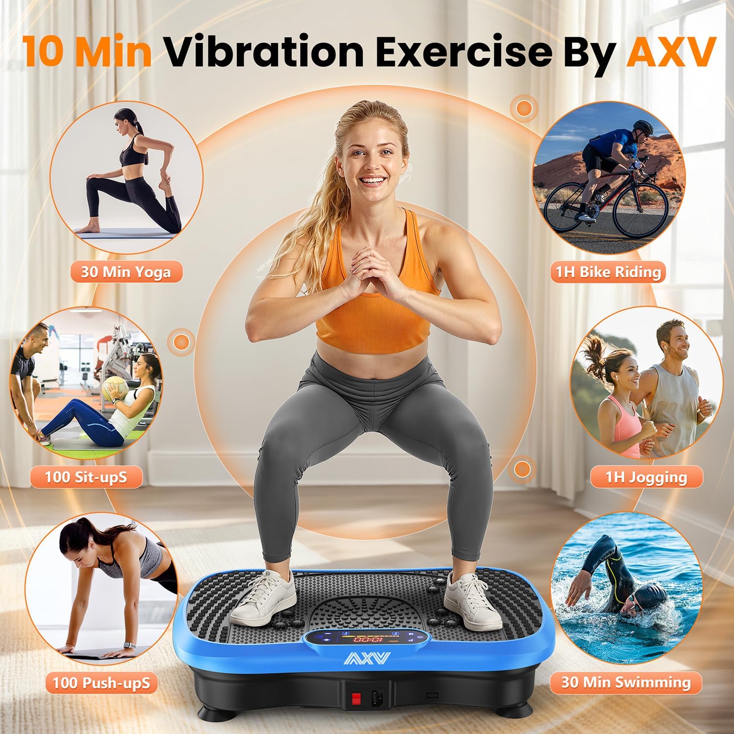 AXV Vibration Plate Fitness Platform Trainer Suitable for men and women to lose weight and burn fat at the gym wourant