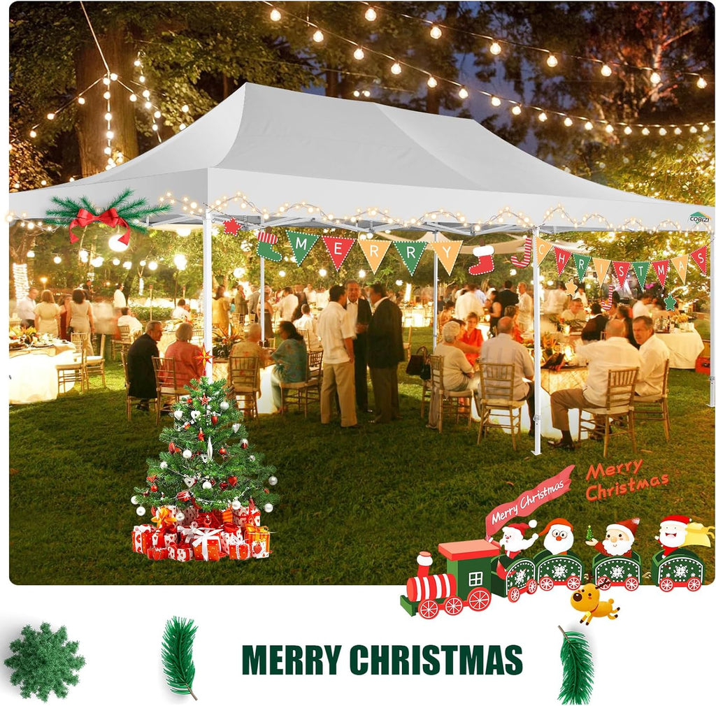 COBIZI 10x20 Heavy Duty Pop up Canopy Tent with 6 sidewalls Easy Up Commercial Outdoor Canopy Wedding Party Tents for Parties All Season Wind & Waterproof Gazebo with Roller Bag,Black(Frame Thickened) wourant