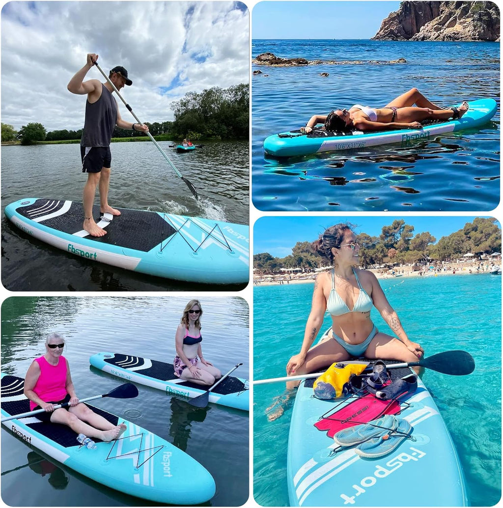 FBSPORT 11' Premium Stand Up Paddle Board, Yoga Board with Durable SUP Accessories & Carry Bag | Wide Stance, Surf Control, Non-Slip Deck, Leash, Paddle and Pump for Youth & Adult wourant