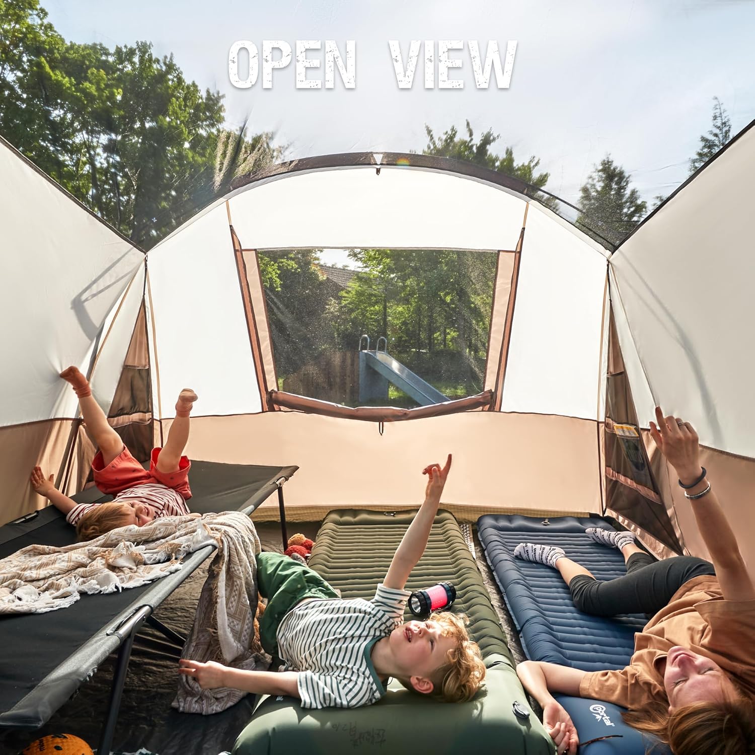 PORTAL 6/8/10 Person Family Camping Tent with Screen Room, Water Resistant Big Tunnel Tent with Rainfly, Large Family Tent for Outdoor Camping, Party wourant